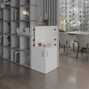 English Elm Jakes 42" Tall Corner Bar Cabinet with 8 Bottle Cubbies, Double Doors and Space-Saving Design White 30.5 L x 59 W x 12 H B200P253728