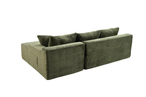 English Elm 106.3" Jumbo Corduroy L-shaped Sectional Deep Seat Sofa for Modern Living Rooms W5515S00033