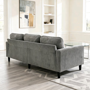 English Elm light grey knock down 3-seat combo sofa with storage ottoman, USB ports, magazine bags, comfy footrest W2603P376266