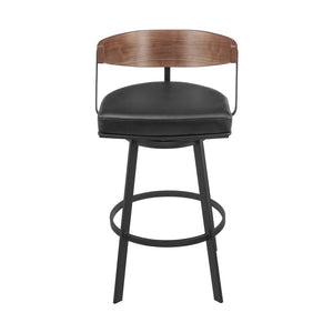 English Elm Lacey Swivel Barstool Matte Iron Base Faux Leather Seat Mid-century Kitchen Bar B2736P464814
