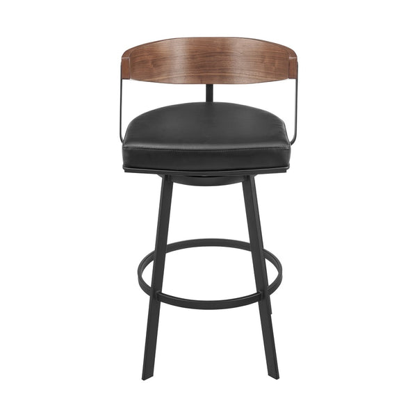 English Elm Lacey Swivel Barstool Matte Iron Base Faux Leather Seat Mid-century Kitchen Bar B2736P464814
