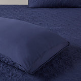 Madison Park Quebec Transitional 3 Piece Split Corner Pleated Quilted Bedspread MP13-6480 Navy