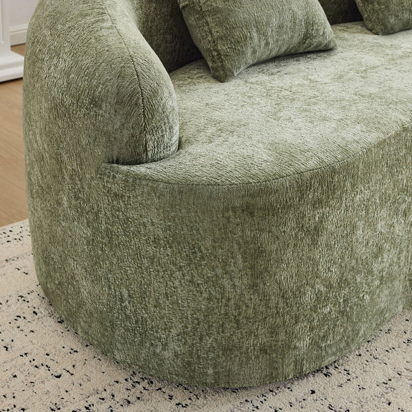 English Elm Green Curved Loveseat Sofa with Round Armrest, Foam & Spring Comfort, 2 Pillows, No Assembly, Compact W3612P348746