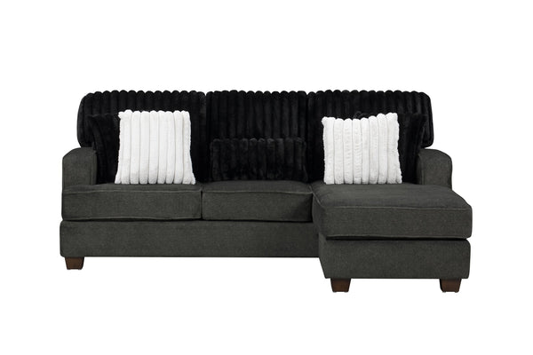 English Elm Modern Reversible Sectional with Corner Block Frame, Plush Foam Cushions, Easy Assembly, 87" x 59" Dark Gray 87.8 L x 36.22 W x 30 H B011P293572
