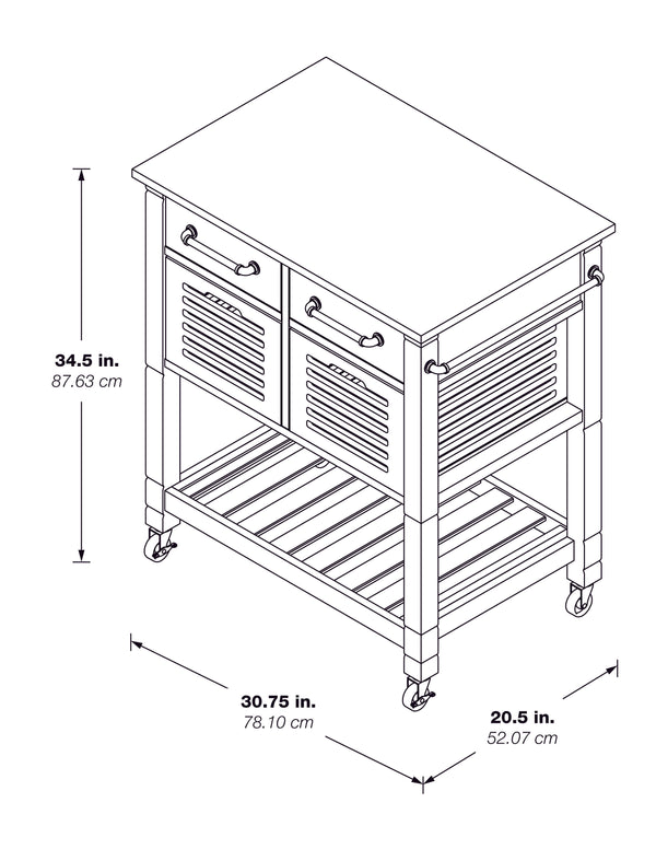 OSP Home Furnishings Stafford Kitchen Cart Grey