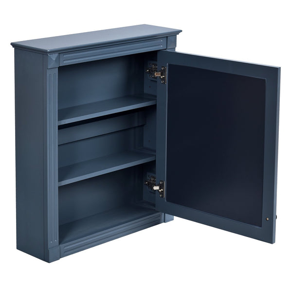 English Elm 24'' 24'' Wall Mounted Bathroom Mirror Cabinet with Adjustable Shelves, Space-Saving Modern Storage Solution Blue N710P195492C
