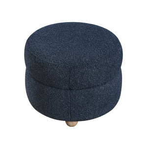 English Elm Modern Swivel Chair with Ottoman in Bouclé Fabric, Solid Wood Frame, Cozy Curved Design for Living Rooms Blue 32 L x 31 W x 31.25 H B011P281845