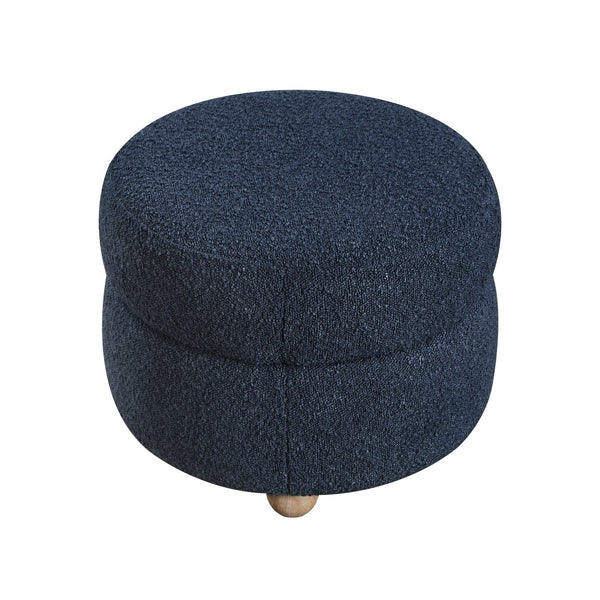 English Elm Modern Swivel Chair with Ottoman in Bouclé Fabric, Solid Wood Frame, Cozy Curved Design for Living Rooms Blue 32 L x 31 W x 31.25 H B011P281845