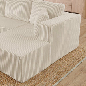 English Elm U Shape Modular Sectional Sofa - Cozy Minimalist Corduroy Couch, Space-Efficient Sleeper For Home W487S00272-GIGA