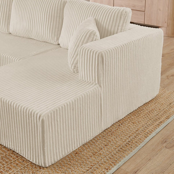 English Elm U Shape Modular Corduroy Sectional Sleeper Sofa Minimalist Foam Filled Living Room Couch W487S00486