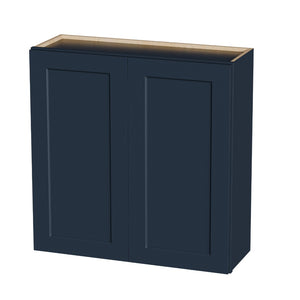 English Elm Navy Shaker Solid Wood Wall Cabinet with Soft Close Doors for Kitchen or Bath T2950P479972