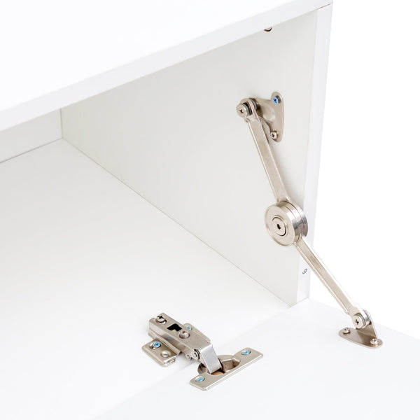 English Elm Wood Extendable TV Stand with Retractable Cabinet and Ample Storage for Living Room Media Centers White W331S00177