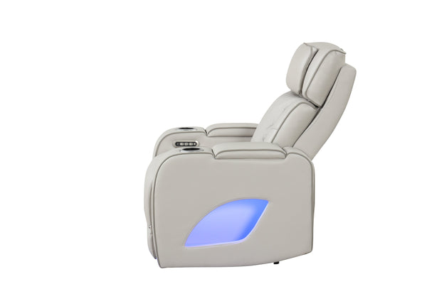 English Elm Fortuner 3PC Beige Living Room Set with Power Recline, Massage, LED Lighting, Bluetooth Speakers and USB B009S01502