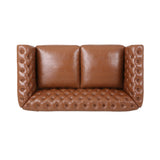 Christopher Knight Home® - Noble House - Silverdale Traditional Chesterfield Loveseat, Cognac Brown and Dark Brown