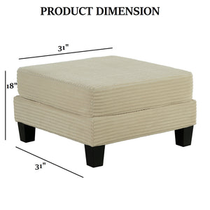 English Elm Contemporary Square Storage Ottoman with Wooden Legs — Modern Multifunctional Accent for Living Rooms Beige 32 L x 32 W x 10 H B2741P391808