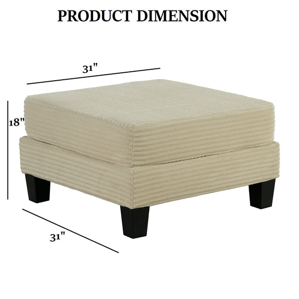 English Elm Contemporary Square Storage Ottoman with Wooden Legs — Modern Multifunctional Accent for Living Rooms Beige 32 L x 32 W x 10 H B2741P391808