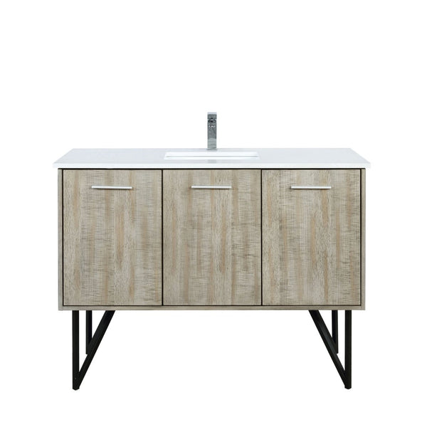 English Elm Rustic Acacia Bath Vanity 48" W X 20" D With White Quartz Top & Chrome Faucet For Elegant Storage Solutions B2731P259620-GIGA