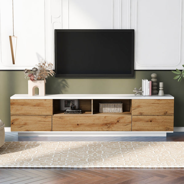 English Elm Modern Tv Stand For Up To 80" Tvs - Sleek Media Console With Multi-Functional Storage & Cable Management WF313575AAP