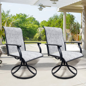 English Elm Swivel Textilene Patio Dining Chairs Set of 2 – Breathable Outdoor Porch Deck Chairs with 360° Rocking Black+ Gray W213P271500