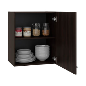 English Elm Manchester White Wall Mounted Cabinet Two Shelf Single Door Bathroom Kitchen Storage Dark Walnut B200P474564