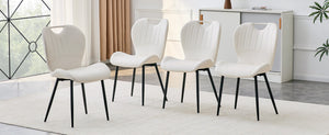 English Elm Set of 4 Olive Fabric Dining Chairs Ergonomic Cushion Black Steel Frame Modern White+Black W1151P454887