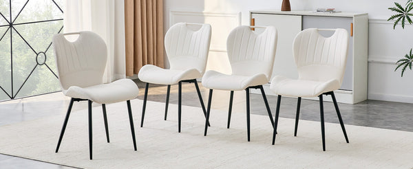 English Elm Set of 4 Olive Fabric Dining Chairs Ergonomic Cushion Black Steel Frame Modern White+Black W1151P454887