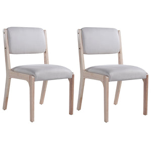 English Elm Wood Dining Chairs Set Of 2 - Modern Farmhouse Accent Chairs With Padded Seats In Beige Linen N842P300888A-GIGA