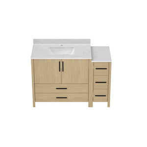 English Elm 108"w×22"d×34"h Freestanding Double Sink Vanity with White Countertop Soft Close T3785S00002