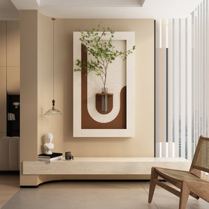 English Elm Adjustable Led Sandstone 3d Wall Art with Faux Botanicals and Rabbit Figurine Decor W2700P389347