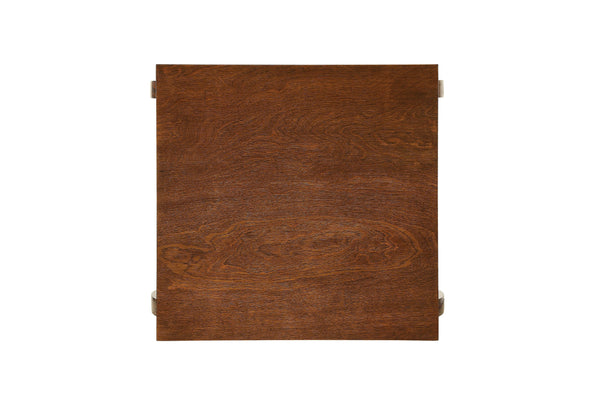 English Elm Becci Walnut Finish Accent Table with 2 Open Shelves, Cabriole & Square Legs, Durable MDF Veneer B2726P281460