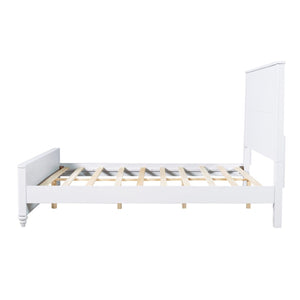English Elm White Queen Platform Bed Solid Pine Grooved Headboard Modern Bedroom Frame N770PQ389797K
