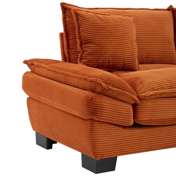 English Elm Corduroy Modern Sofa Sleeper Loveseat with Double-Layer Cushions, Two Pillows, Sturdy Frame 84" Orange W676P227342