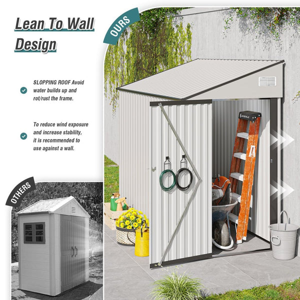 English Elm Campcraft Metal Storage Shed with Sloped Roof Ventilation and Weather Resistant Steel Panels White W1598S00047