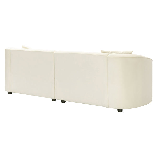English Elm Christopher Knight Home® - 87" Curved Contemporary Sofa In Off-White Velvet: Elegant Design, Plush Comfort & Durable Frame For Living Spaces N767P2323857B