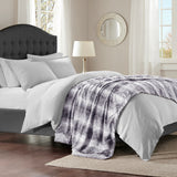 Madison Park Zuri Glam/Luxury Faux Fur Oversized Bed Throw MP50-2920 Grey