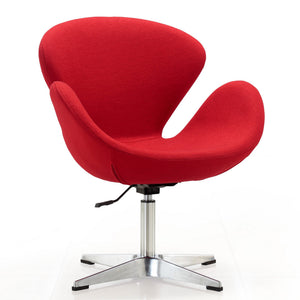 English Elm Raspberry Upholstered Swivel Lounge Chair with Adjustable Height, Polished Chrome Base & Plush Seat Red B365P397950
