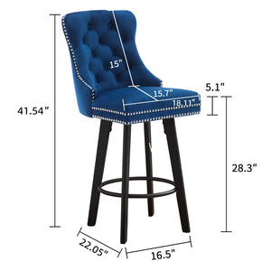 English Elm Modern Velvet Swivel Barstools Tufted Upholstery Rivet Trim for Kitchen Island or Home Bar W2311P227681