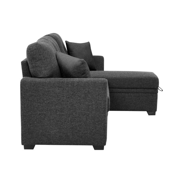 English Elm 76.5" Chenille Tufted Sectional Sleeper Sofa with Reversible Chaise and Hidden Storage B2748S00004