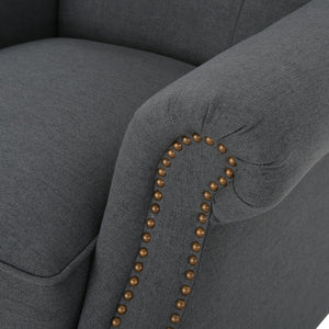 English Elm Christopher Knight Home® - Accented Push Back Recliner Chair with Rolled Arms and Copper Accents, Plush Cocooning Support, Sturdy Design Charcoal 57337.00F
