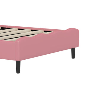English Elm Twin Lovely Crown Fantasy PU Leather Princess Bed with Tufted Headboard, Soft Upholstery, Sturdy Design Pink 42 L x 22.5 W x 7.5 H N733P198760H