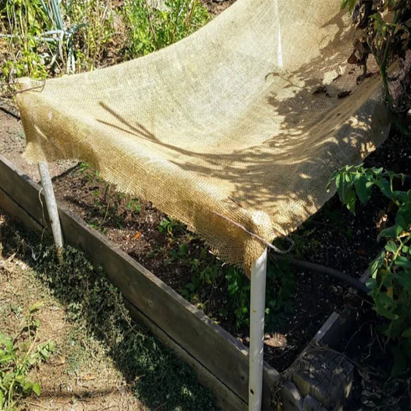 English Elm 3.3 Ft Natural Jute Burlap Roll Biodegradable Woven Fabric for Garden Weed Control T3656P337263