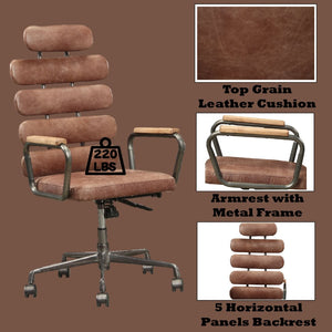 English Elm Calan High Back Top Grain Leather Executive Chair with Swivel Base for Home Office B2726P419518
