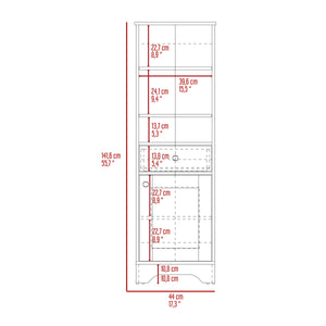English Elm Alaskan Tall Linen Cabinet with Drawer & Single Door in Light Gray — Compact 17.3" W x 55.7" H Storage B128P148853