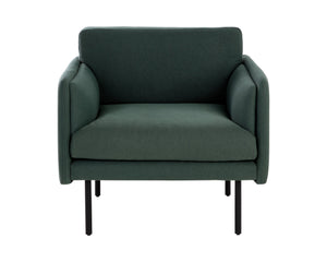 Sunpan Luella Armchair - Classic Mid-Century Design with Generously Cushioned Seating and Black Metal Legs Mina Pine