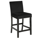 Elisina Black Counter Chairs Set of 2 with Memory Foam Cushion & Velvet Upholstery