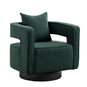 English Elm 29.13"w Boucle Swivel Accent Chair Open Back 360 Rotation Modern Lounge Seating Green W3188P417877