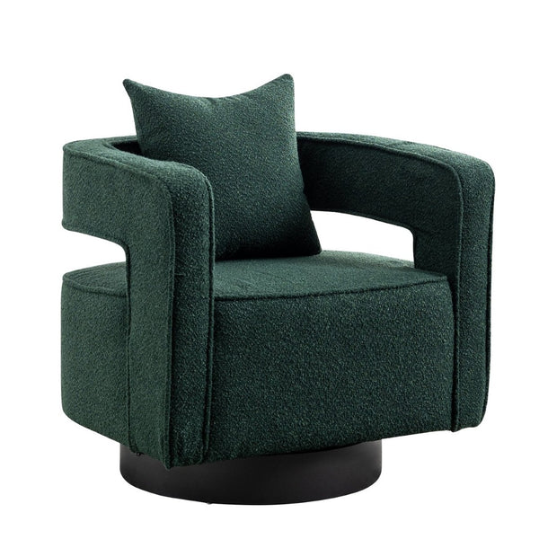 English Elm 29.13"w Boucle Swivel Accent Chair Open Back 360 Rotation Modern Lounge Seating Green W3188P417877