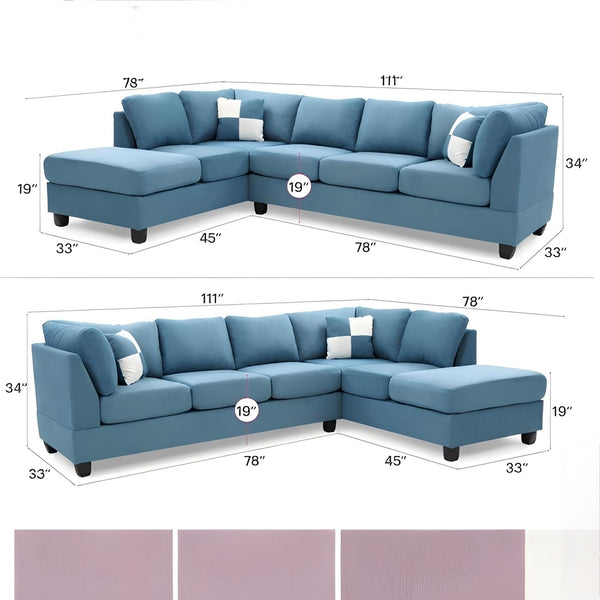 English Elm Malone Aqua Blue Sectional Sofa - Modern Microfiber, Flexible & Comfortable Living Room Seating B078S00062