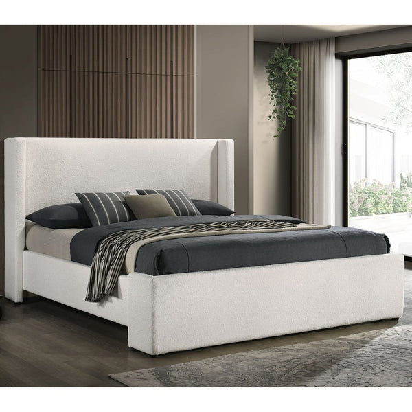 English Elm Froberg Boucle Wingback Platform Bed Upholstered Eastern King Bedroom Frame B062S01719