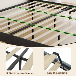 English Elm King LED Upholstered Bed Frame with Storage Headboard, 2 Drawers, Fast Charging Ports & Mood Lights W1550P190366